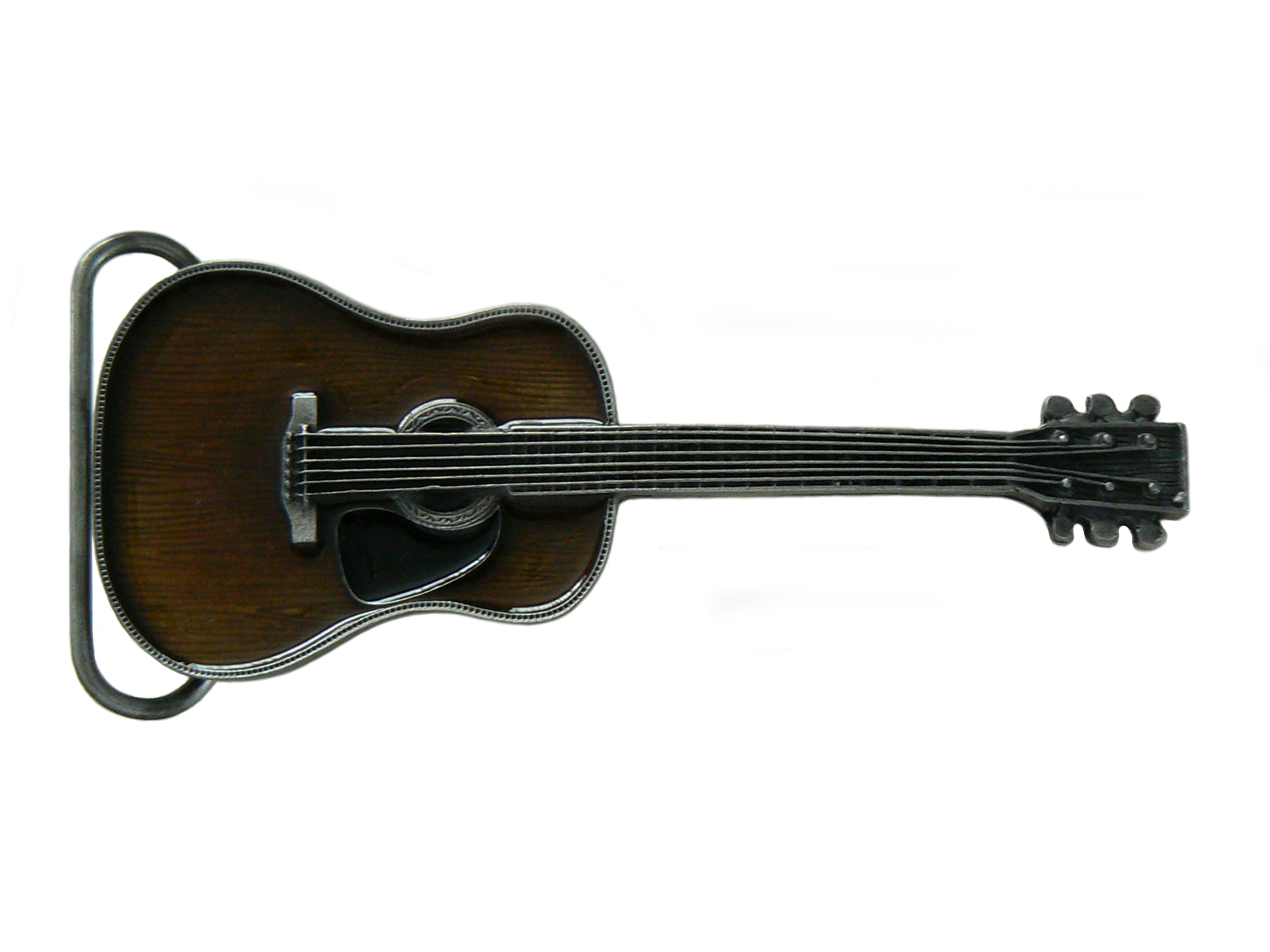 Crossed Acoustic Guitars Belt Buckle 