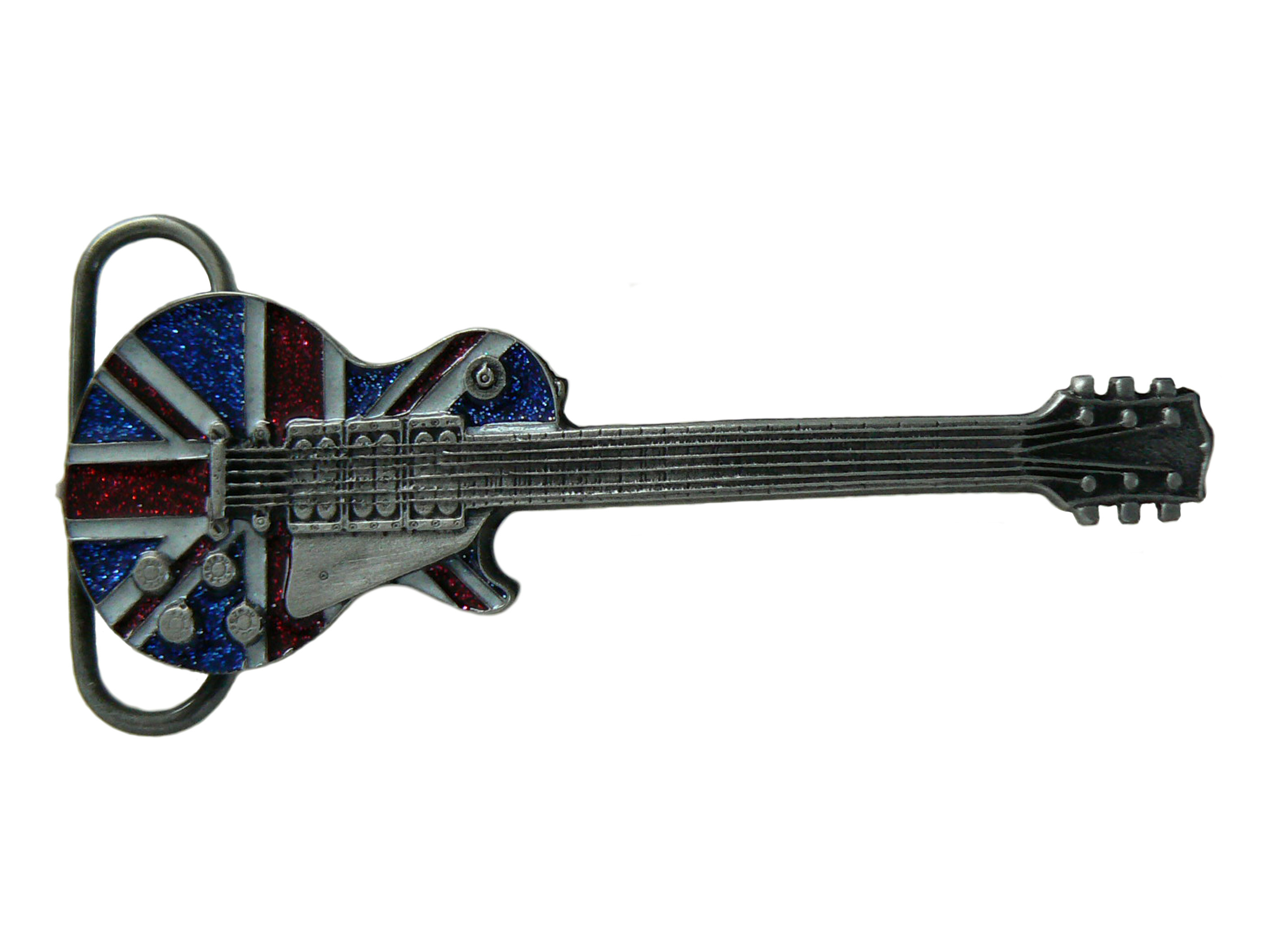 Guitar Head Belt Buckle British Union Flag Music Themed Authentic Dragon Designs 
